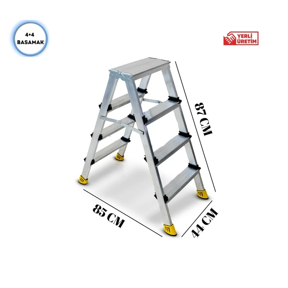 SÖZBİR 4+4 BASAMAK ÇİFT ÇIKIŞLI GOLD ALÜMİNYUM MERDİVEN - Resim 2