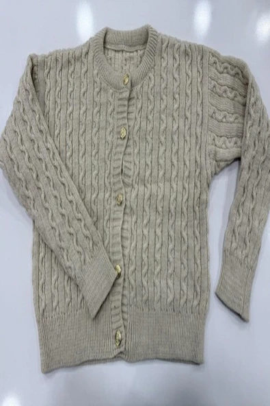 Hipatu Saç Örgü Gold Düğme Hırka(1802) - Resim 9