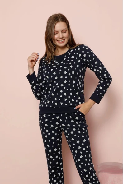 Confeo 840-233 Kadın Kışlık Bisiklet Yaka  Pijama Takım - Resim 2