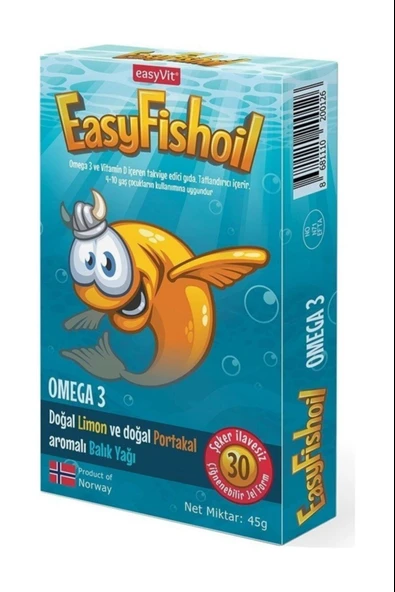 EasyFishoil Çocuk Portakal Aromalı 30 Çiğneme Tablet - Resim 2