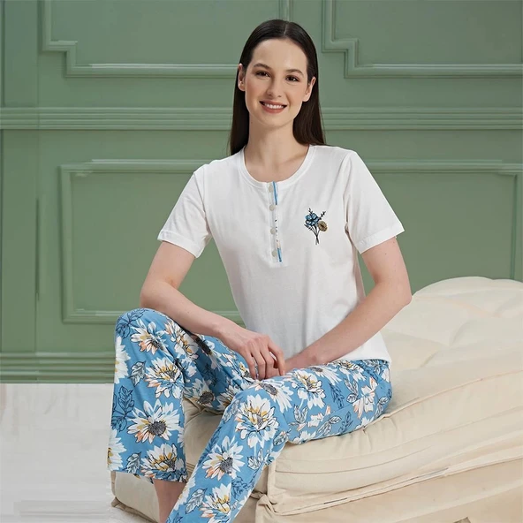 Over Sleep 985 Kadın Kısa Kol Pijama Takım ürün görseli 1