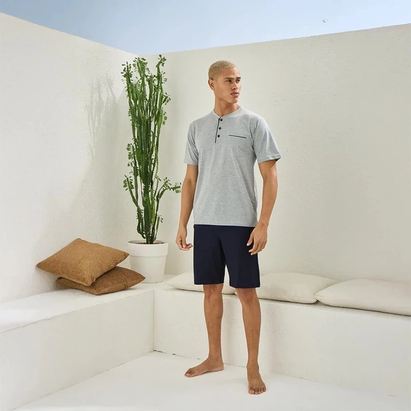 Kly 2010 Erkek Midi Yaka Şortlu Takım - Resim 2