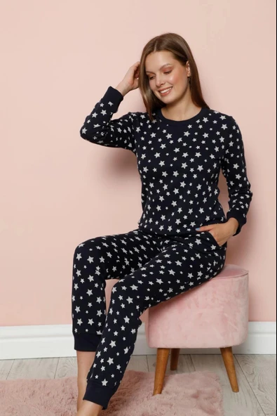 Confeo 840-233 Kadın Kışlık Bisiklet Yaka  Pijama Takım - Resim 3