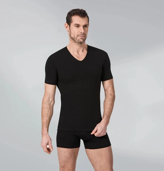 Namaldı 191S Erkek Summer Siyah V-Yaka  Tişört ürün görseli 1