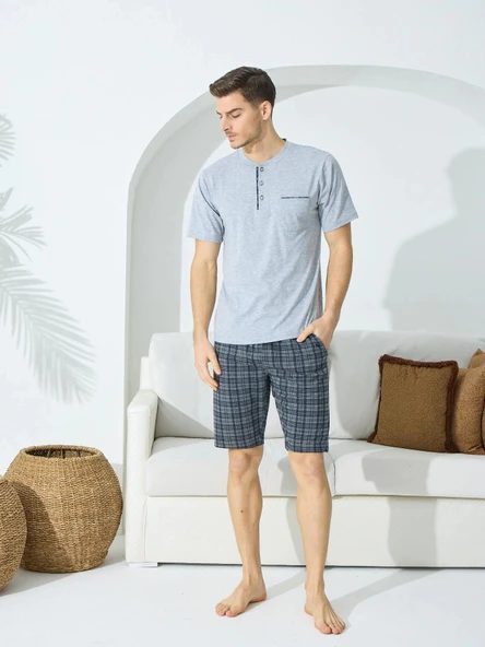 Kly 9600 Erkek Yazlık V-Yaka Pijama Takım ürün görseli