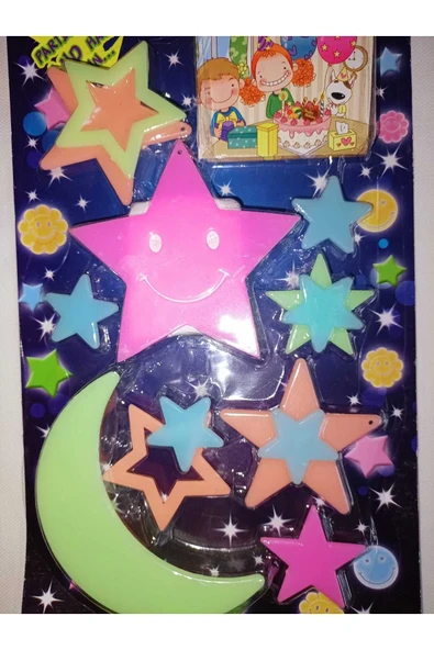 AY YILDIZ FOSFORLU GECE PARLAYAN YILDIZ AY (1 AY, 7 KÜÇÜK 1 BÜYÜK YILDIZ) HEDİYE - Resim 2