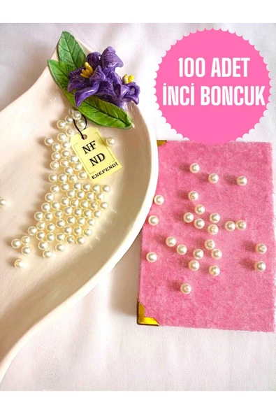 100 ADET KREM İNCİ BONCUK HEDİYE DELİKLİ KOLYE BİLEKLİK TAKI APARATI SERT PLASTİK 8 mm ürün görseli 1