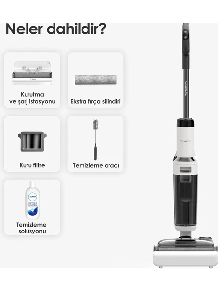 Tineco Floor One S6 Stretch Pro Kablosuz Akıllı Islak Kuru Süpürge, Zemin Temizleyici Paspas, 20KPA Güçlü Emiş, Hyperstretch 180° Yatırılabilir Tasarım - Resim 8