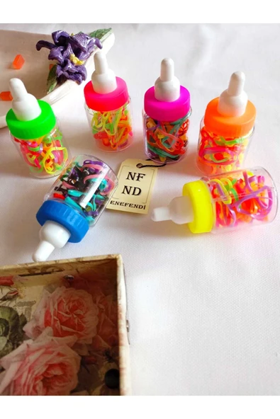 2 ADET YEŞİL TURUNCU BİBERON LASTİK TOKA RENKLİ ÖRGÜ PERMA LASTİĞİ KIZ ÇOCUK HEDİYE OYUNCAK 80 ADET - Resim 6