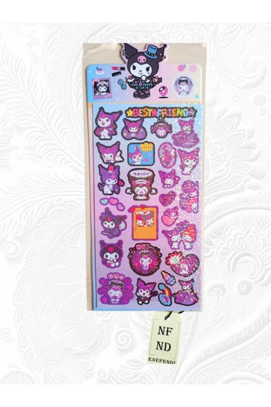 2 ADET STİCKER SANRİO ANİME KUROMİ SİMLİ YAPIŞKANLI PARLAK DEFTER DOLAP AYNA TELEFON STİCKER HEDİYE - Resim 2