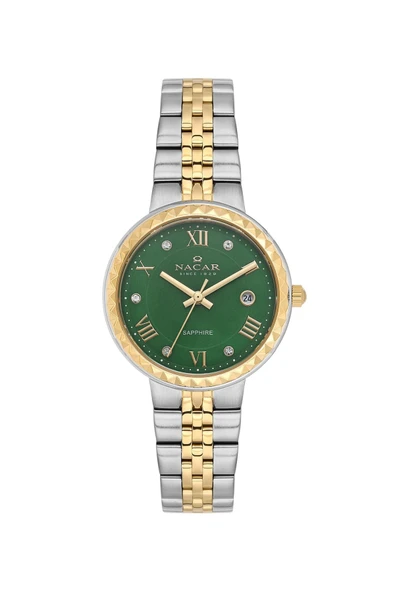 NACAR SAFİR CAM GÜMÜŞ - ALTIN KADIN KOL SAATİ NC34-39B716-CNMS ürün görseli
