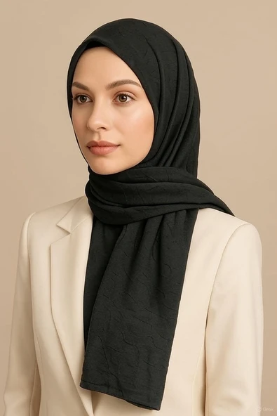 Kadın Bambu Kraş Şal Tesettür Hafif Hijab İnce Ütü Gerektirmez Siyah Şal ürün görseli 1