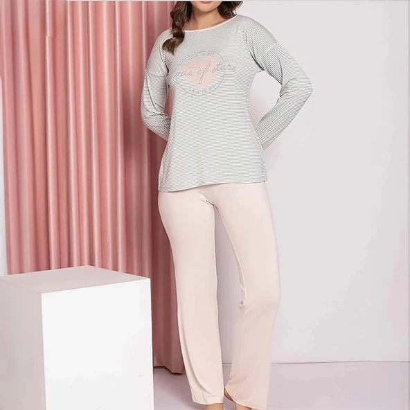 Confeo 840-614 Kadın Kışlık Viskon Uzun Kol Pijama Takım ürün görseli 1