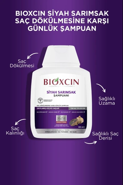 Bioxcin Siyah Sarımsak Şampuan 3x300 Ml - Saç Dökülmesi Şampuanı - Resim 3