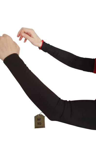 Boyunluk , Bone (SİLİKONLU FIRFIRLI KAYMAZ BONE), Kolluk (ÜÇLÜ SET)siyah Hijab Tesettür - Resim 3