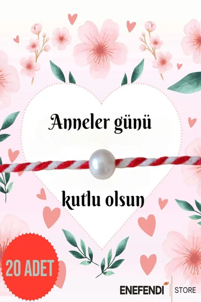 20 ADET ANNELER GÜNÜ HEDİYE BİLEKLİK KARTLI İNCİLİ MARTENİÇKA BİLEKLİK ürün görseli 1
