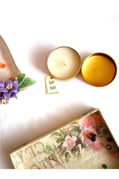 KOKULU MUM TENEKE KUTULU HEDİYE DEKORATİF MEYVE AROMALI 100 gr - Resim 2