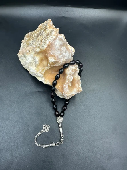 Alpaka Püskül  Ateş Kehribar Tespih (AHŞAP KUTULU) ürün görseli