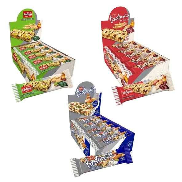 Tadım Sportif - Antep Fıstıklı - Yer Fıstıklı Bar 30 gr 20 li - 3 lü Karma Paket ürün görseli