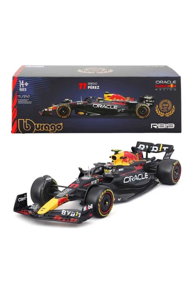 1:24 Red Bull RB19 F1 Yarış Arabası – Max Verstappen / Sergio Perez – Die Cast Metal – Sergileme Vitrinli - Resim 2