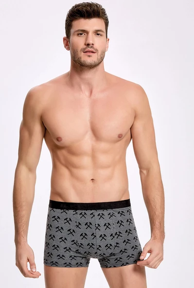 İlke 1601 Erkek Likralı Desenli Boxer - Resim 3