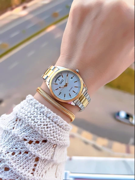 Q&Q Çelik Kordon 2 Yıl Garantili 3 Atm Suya Dayanıklı Kol Saati+Bileklik Hediyeli QQ.1002.A2 - Resim 2