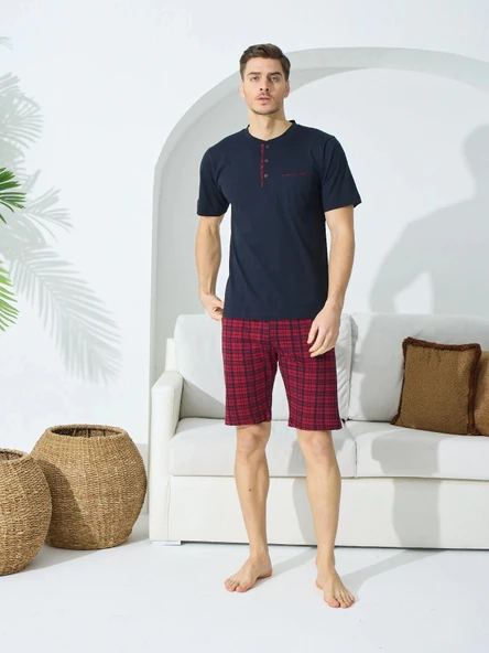 Kly 9600 Erkek Yazlık V-Yaka Pijama Takım - Resim 5