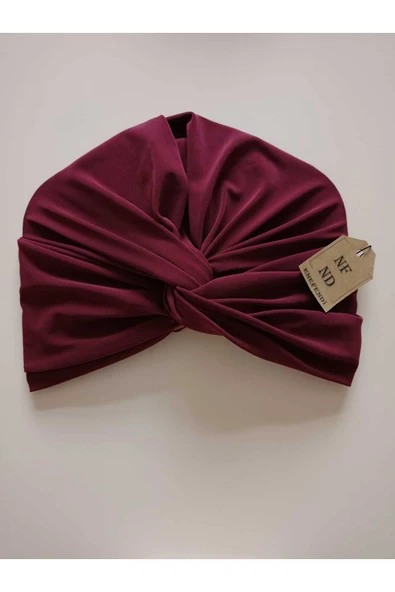 Dış Bone Hazır Geçmeli Tarz Tesettür Bordo Hijab Sosyete Bone Süslü Sandy Kumaş - Resim 2