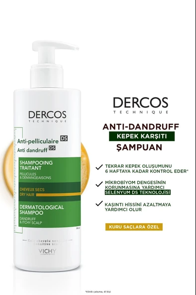 Vichy Dercos Anti-Dandruff Kepek Karşıtı Şampuan Kuru Saçlar 390 ml - Resim 2