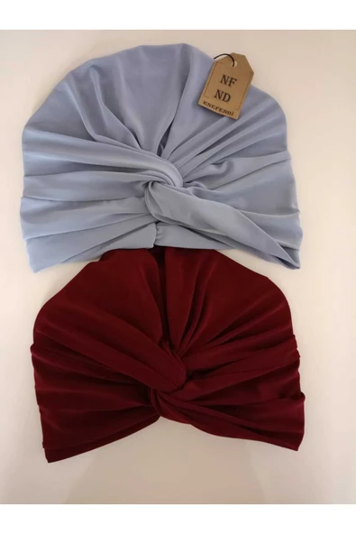 Dış Bone Hazır Geçmeli Tarz Tesettür Bordo Hijab Sosyete Bone Süslü Sandy Kumaş - Resim 3