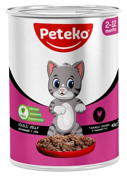 PETEKO 12 ADET JÖLELİ PARÇA ETLİ YAVRU KEDİ YAŞ MAMASI TAVUKLU ürün görseli 1