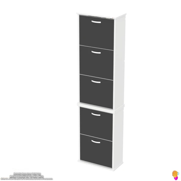 Modilayn VARBİ UMAY' 2 Li Asma Kapı Önü 52x193x25,5 cm’ lik 5 Düşer Kapak 10 Göz Bölmeli Ayakkabılık - Resim 6