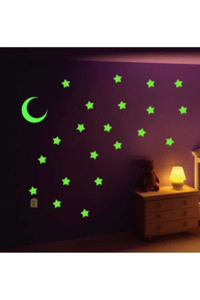FOSFORULU AY YILDIZ GECE PARLAYAN YILDIZ AY (3 AY, 5 KÜÇÜK 1 BÜYÜK YILDIZ) HEDİYE - Resim 5