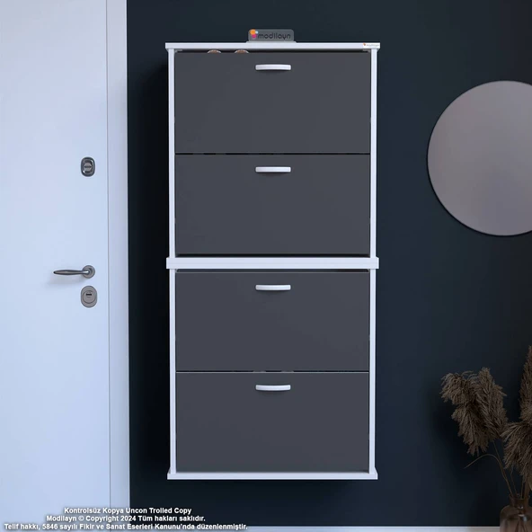 Modilayn UMAY Asma Antre Hol 72x156x25, 5 cm’ lik 4 Düşer Kapak 8 Göz Bölmeli Ayakkabılık ürün görseli 1