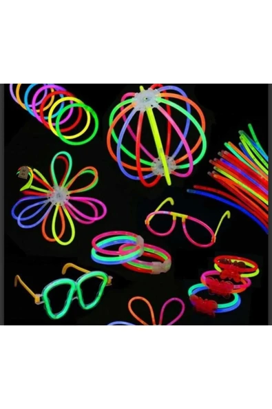 20 ADET NEON FOSFORLU PARTİ ÇUBUK BİLEKLİK GECE PARLAYAN GLOW STİCK IŞIK 20 ÇUBUK+20 BAĞLANTI APARAT - Resim 2