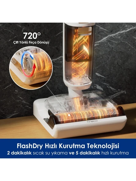 Tineco Floor One S6 Stretch Pro Kablosuz Akıllı Islak Kuru Süpürge, Zemin Temizleyici Paspas, 20KPA Güçlü Emiş, Hyperstretch 180° Yatırılabilir Tasarım - Resim 4