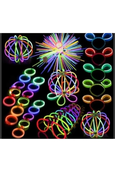 20 ADET NEON FOSFORLU PARTİ ÇUBUK BİLEKLİK GECE PARLAYAN GLOW STİCK IŞIK 20 ÇUBUK+20 BAĞLANTI APARAT - Resim 3