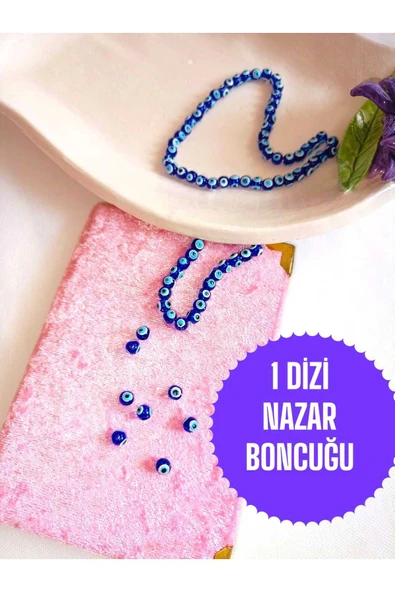 1 DİZİ NAZAR BONCUK BİLEKLİK HEDİYE DELİKLİ BİLEKLİK KOLYE TAKI APARATI SERT PLASTİK 50 ADET 5mm ürün görseli 1
