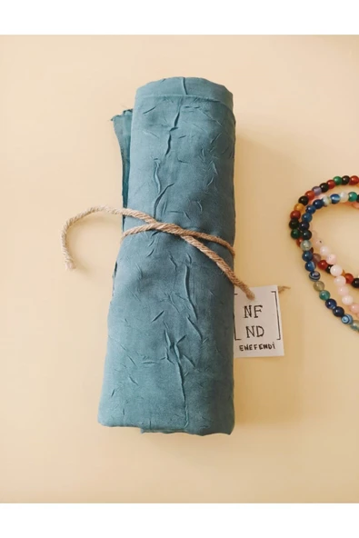 Bambu Şal Kraş Ütü Gerektirmeyen Hafif Hijab Tesettür Turkuaz - Resim 2