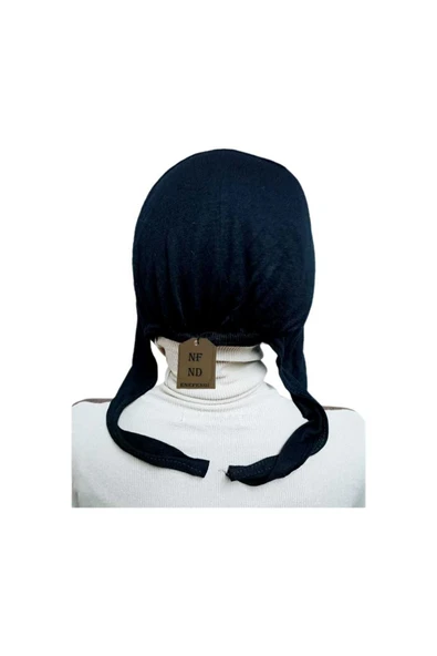 DİKİŞSİZ BONE DÜZ FIRFIRSIZ İÇ BONE TESETTÜR HİJAB SİYAH ÖNÜ DİKİŞSİZ PAMUKLU - Resim 2