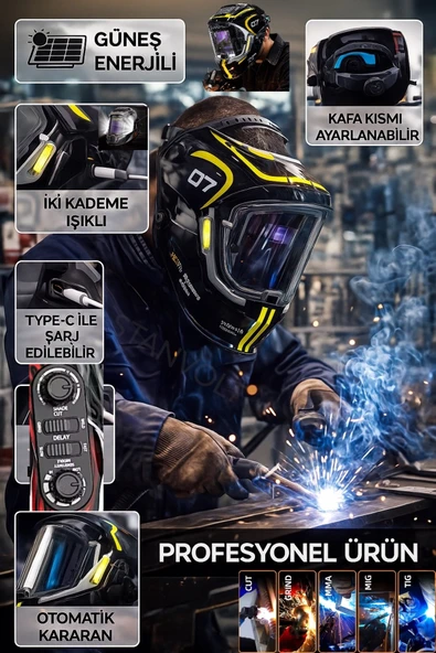 Profesyonel Kaynak Maskesi SON TEKNOLOJİ Full Özellikli Dayanıklı Yeni Nesil ürün görseli