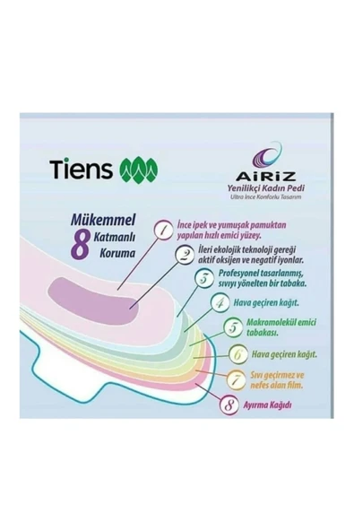 TİENS Airiz Hijyenik Kadın Pedi 10'lu Gündüz Ped - Resim 5