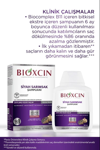 Bioxcin Siyah Sarımsak Şampuan 3x300 Ml - Saç Dökülmesi Şampuanı - Resim 4