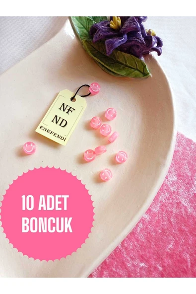 10 ADET GÜLEN YÜZ BONCUK PEMBE BİLEKLİK HEDİYE İÇİNDEN DELİKLİ BİLEKLİK APARATI SERT PLASTİK ürün görseli 1