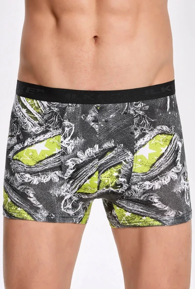 İlke 1601 Erkek Likralı Desenli Boxer - Resim 4