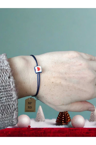 BİLEKLİK KALPLİ LACİVERT İPLİ MAKROME İPLİ  HEDİYELİK ŞANS ARKADAŞLIK BİLEKLİĞİ - Resim 3