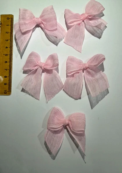Pratikbox Keten Büyük Boy Fiyonk / 2,5 cm'lik / Hediyelik / Süsleme / Pembe Renk / 50 Adet - Resim 2