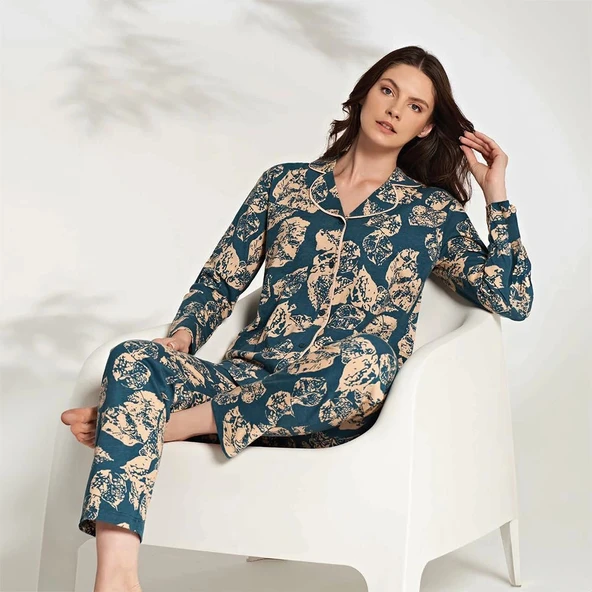 Miss Klein 1200 Kadın Kışlık Boydan Düğmeli Büyük Beden Pijama Takımı ürün görseli 1