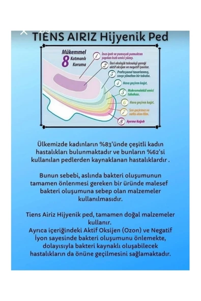 TİENS Airiz Hijyenik Kadın Pedi 10'lu Gündüz Ped - Resim 6