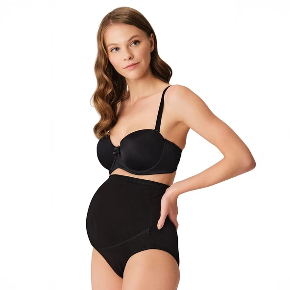 Anıl 2588 Kadın Pamuk ve Modal Kumaş Yüksek Bel Hamile Külodu - Resim 4